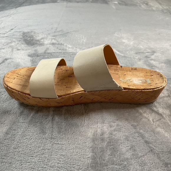 Korks Sandals Womens 9 M Tidal Slide Flats Double Strap Tan Leather Wedge Q42101 - Picture 10 of 16